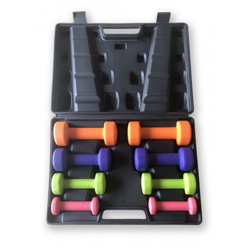                                                                                                                                                                            Gymnastics dumbbell set (8 pieces) 10 kg - with case