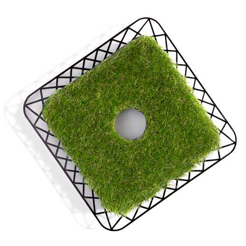 Artificial turf collar (lawn mowing aid) - for sports field barriers