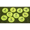 Marking discs with fitness exercises ø 15 cm (neon yellow) - set of 10